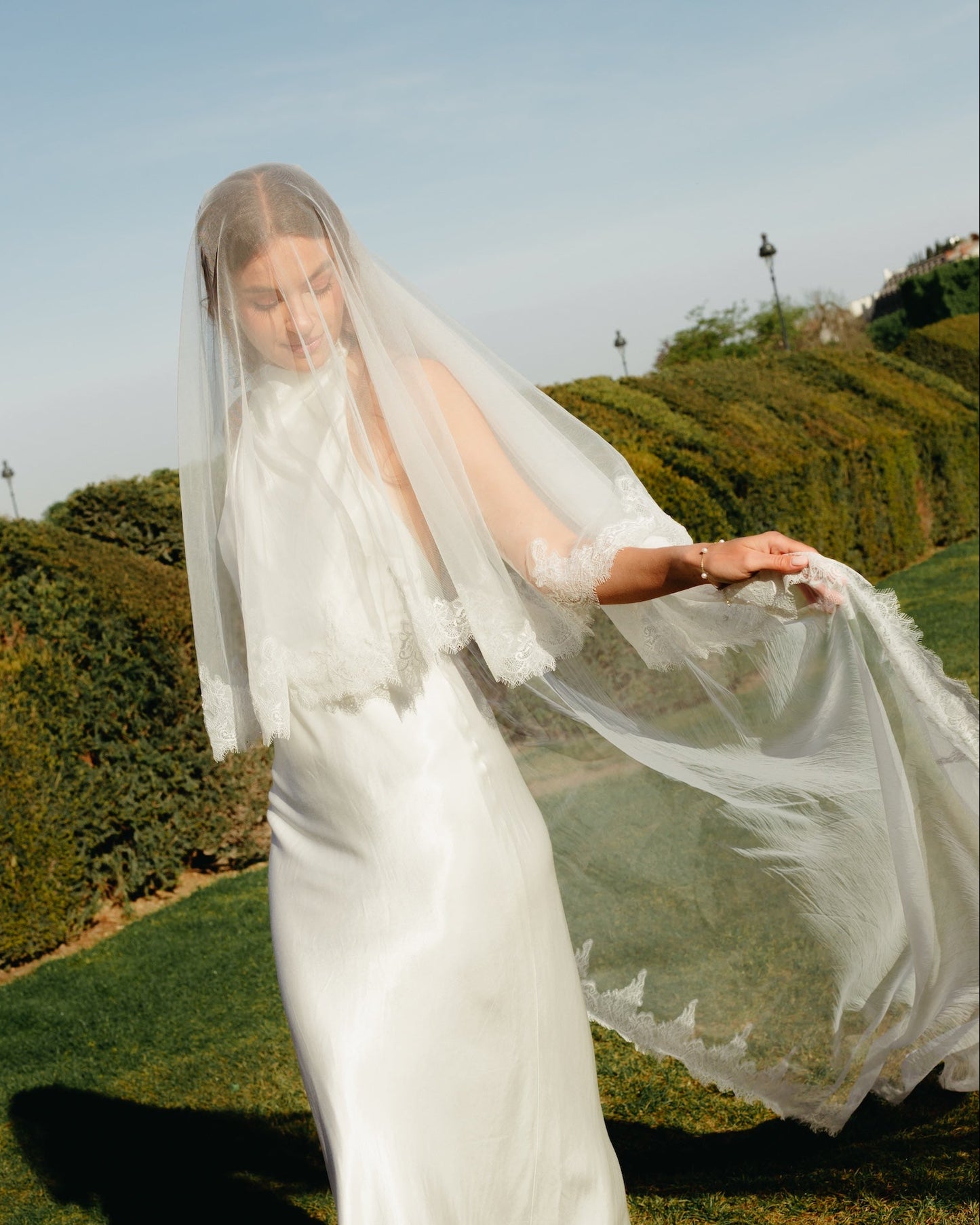 Chantilly Lace Veil, Two Tier, Cathedral Length