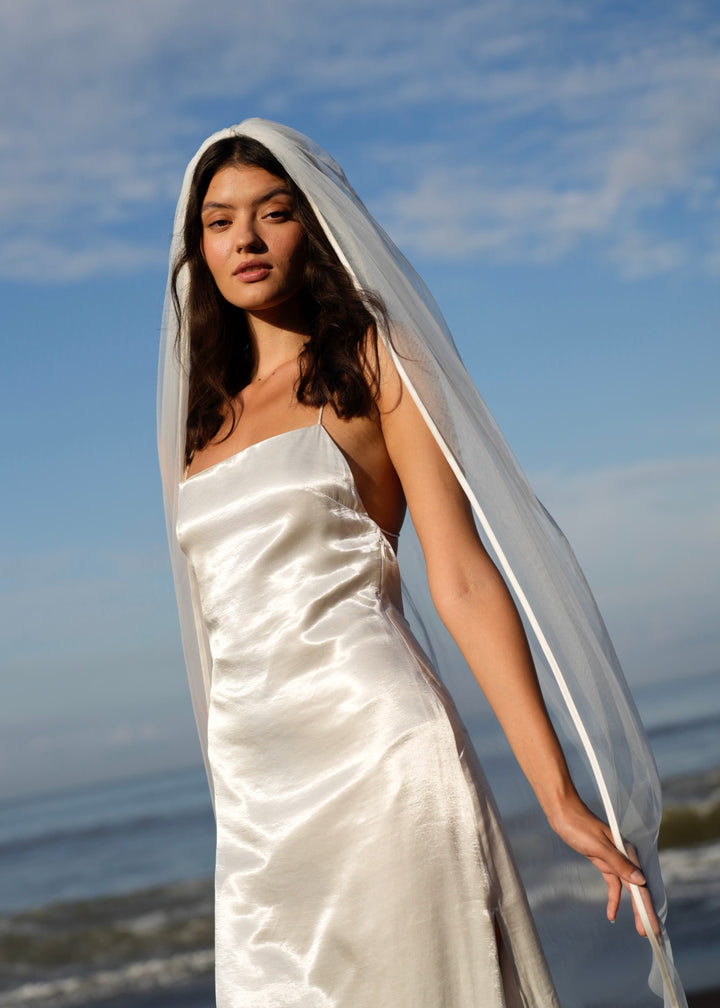 Satin Edge Veil, Single Tier, Cathedral Length