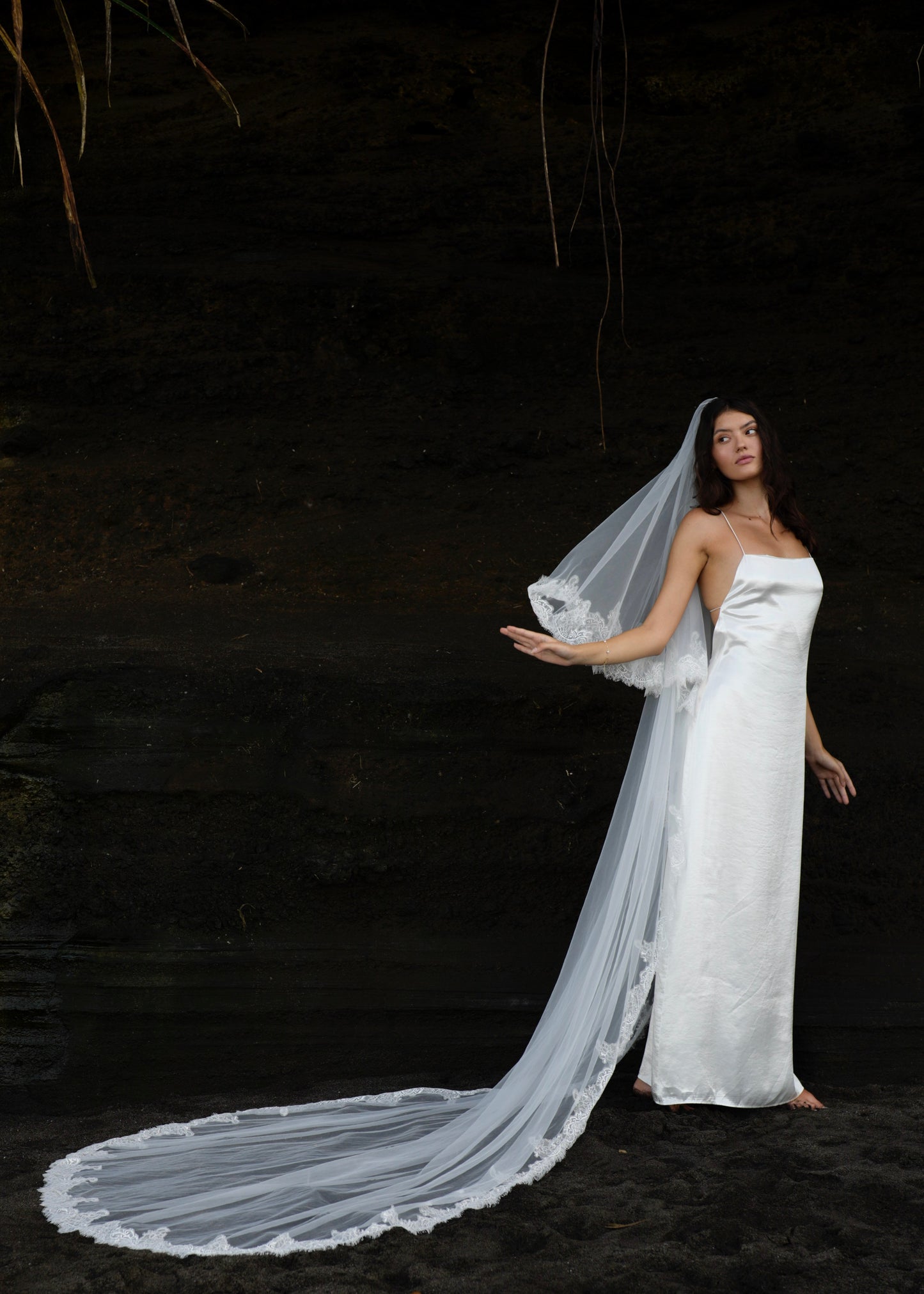 FOR AMY CHANTILLY FRENCH LACE VEIL, TWO TIER, CATHEDRAL LENGTH