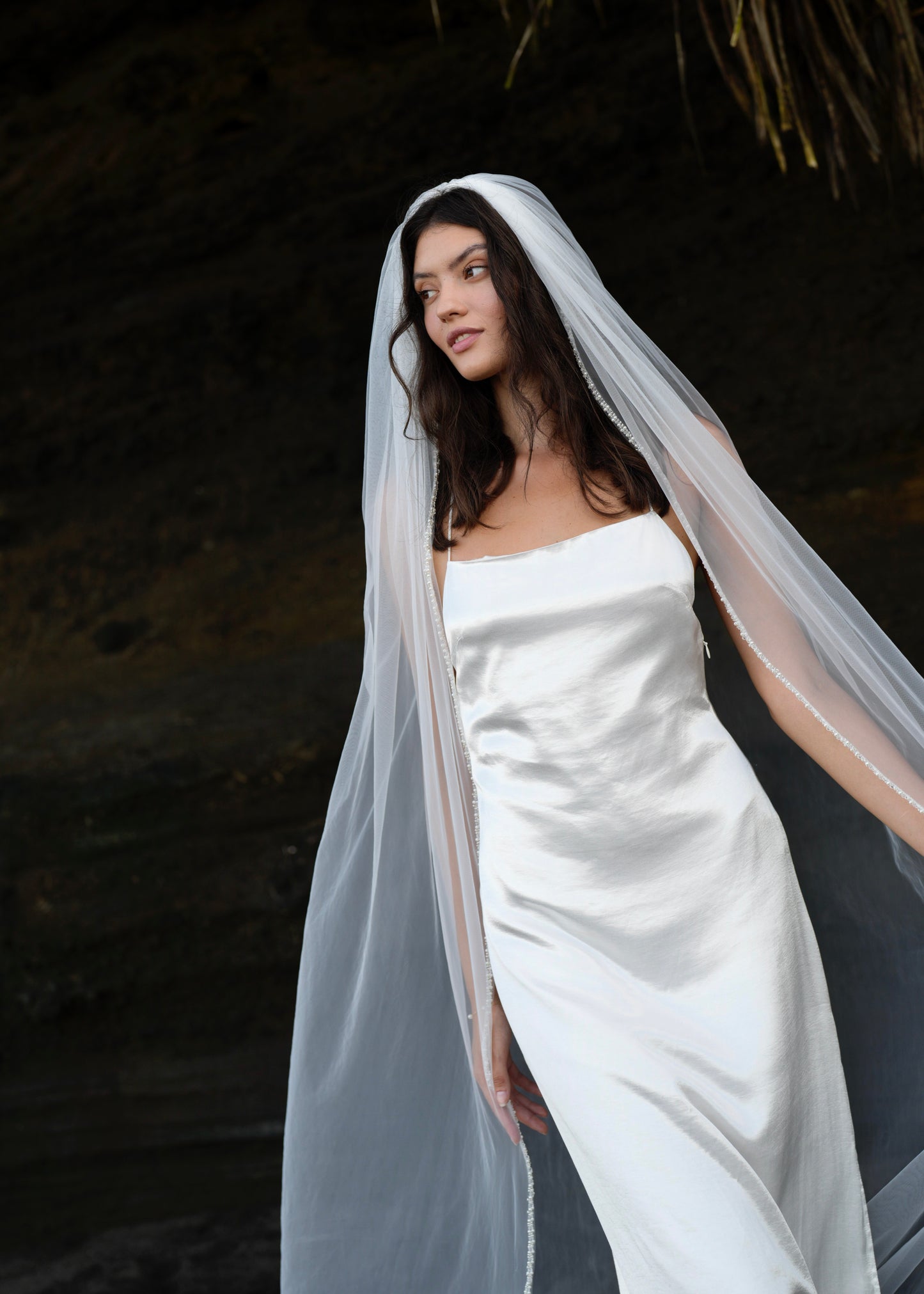 FOR KIMBERLY PEARL BEADED EDGE VEIL, SINGLE TIER, CATHEDRAL LENGTH
