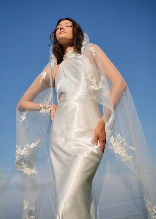 FLORAL LACE VEIL, SINGLE TIER, CATHEDRAL LENGTH