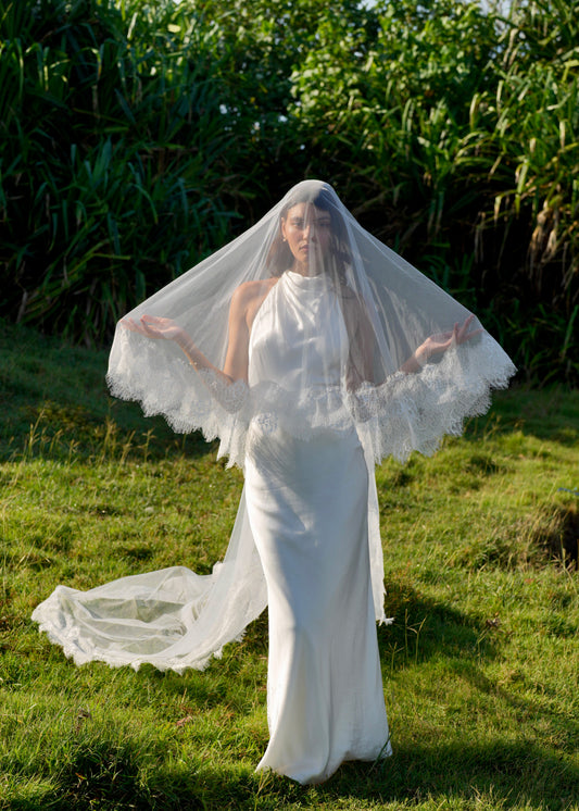 LACE VEIL, TWO TIER, CATHEDRAL LENGTH