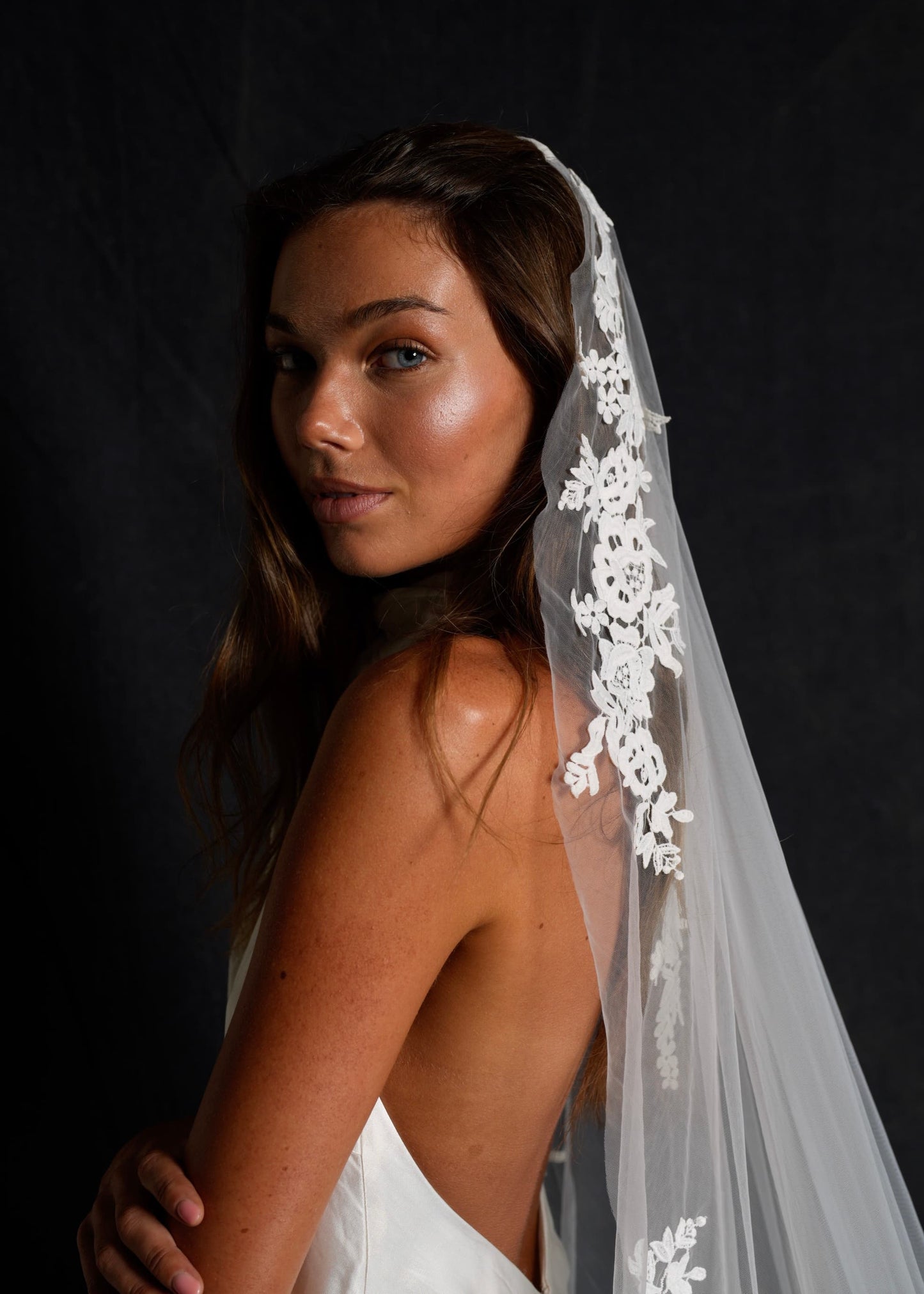 FOR AMY FLORAL LACE VEIL, SINGLE TIER, CATHEDRAL LENGTH