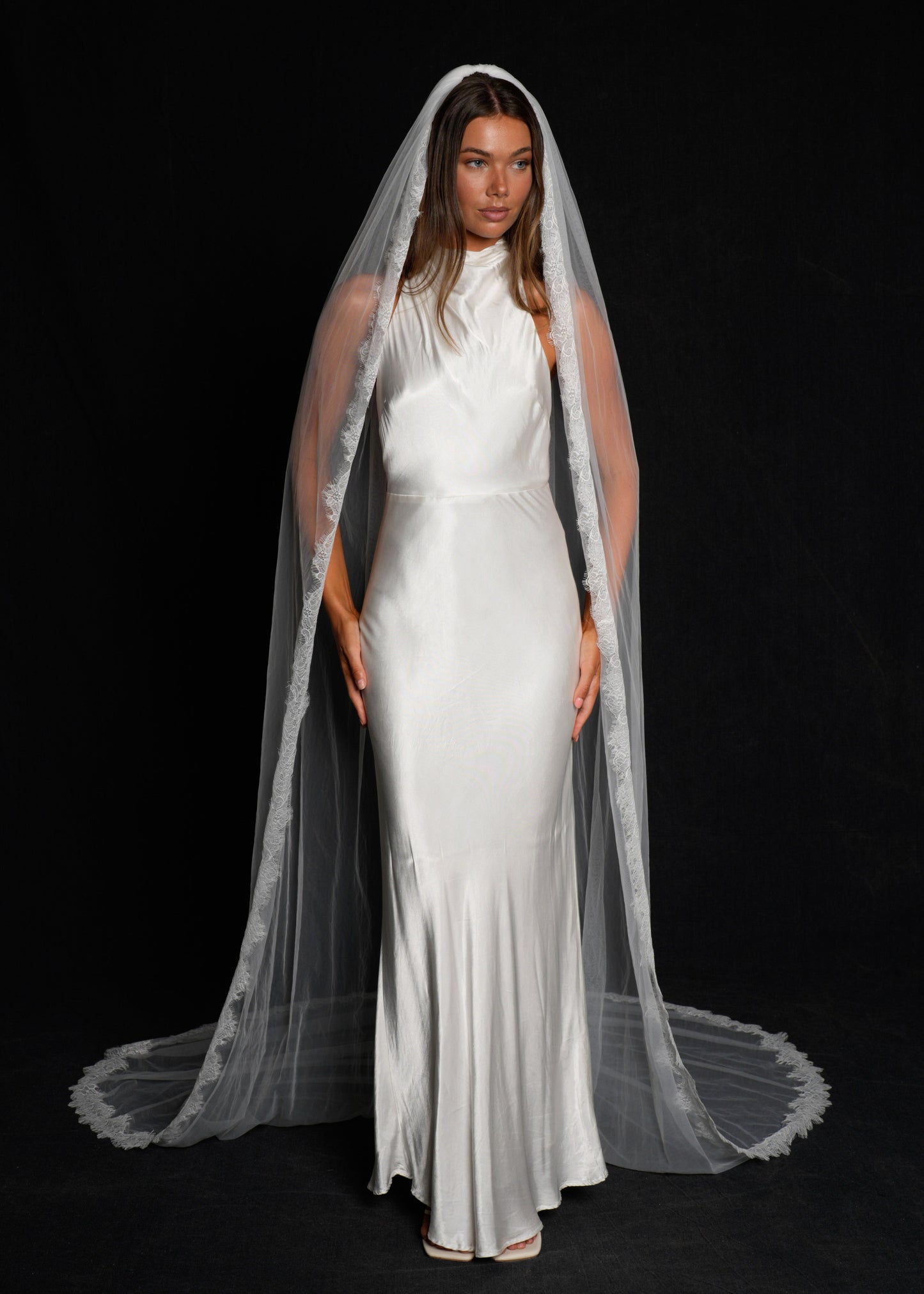 CHANTILLY LACE VEIL, SINGLE TIER, CATHEDRAL LENGTH