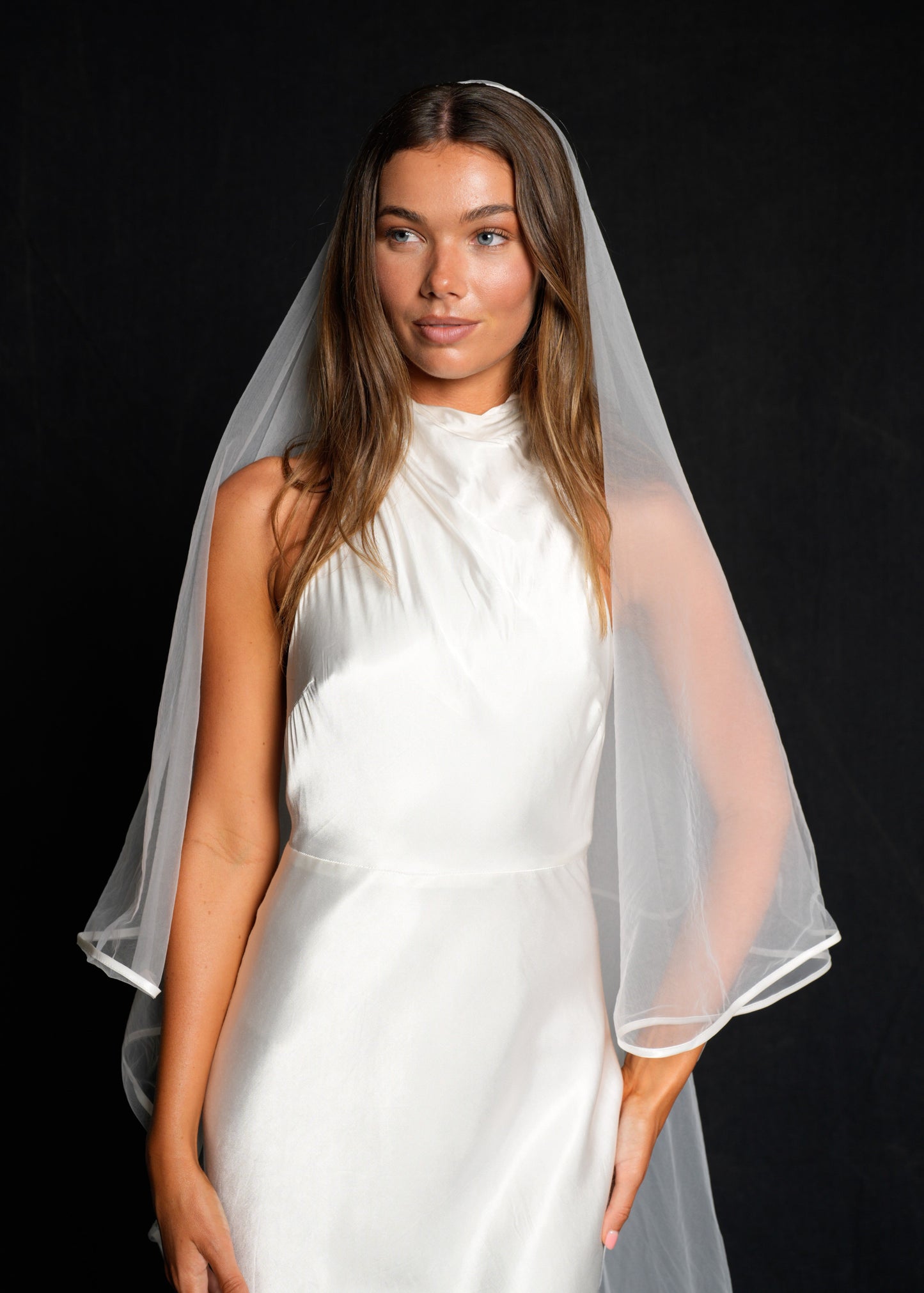 SATIN EDGE VEIL, TWO TIER, CATHEDRAL LENGTH