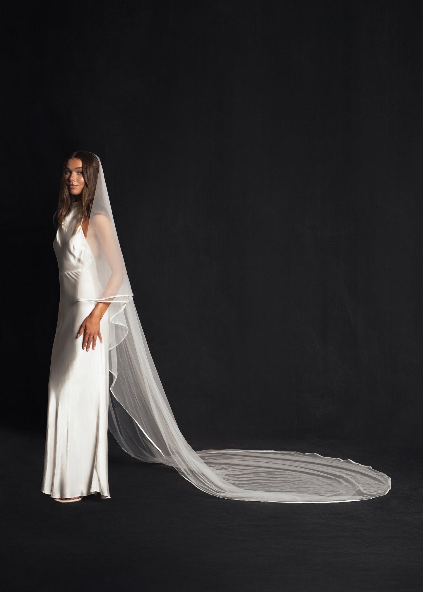 SATIN EDGE VEIL, TWO TIER, CATHEDRAL LENGTH