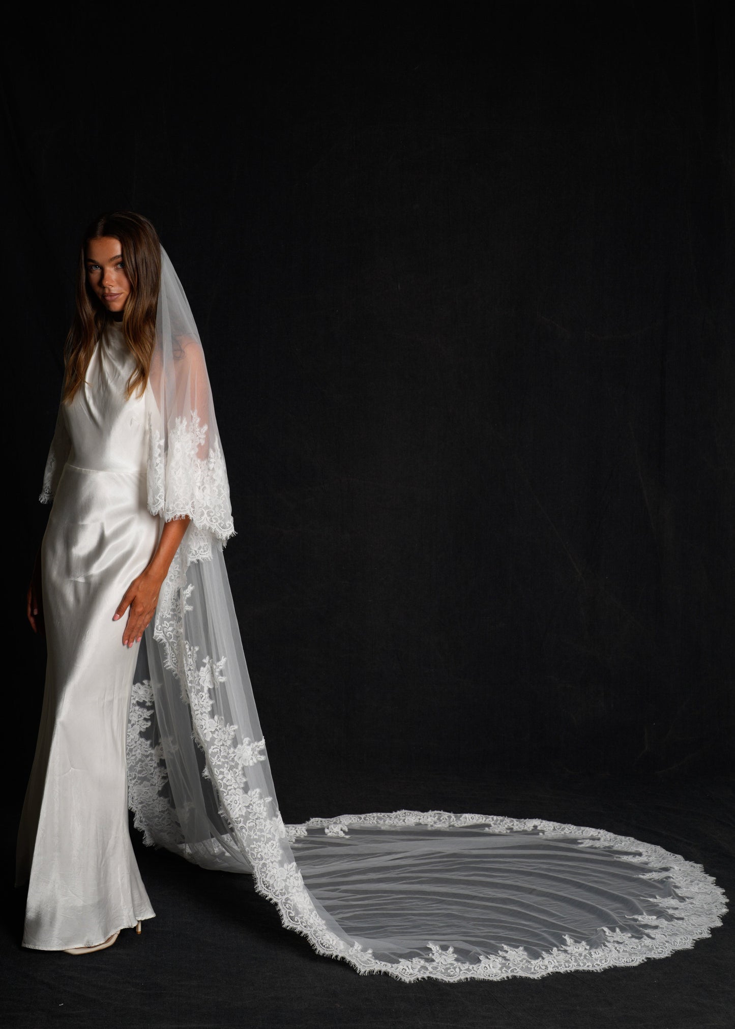 FOR REBECCA ROYAL LACE VEIL, TWO TIER, CATHEDRAL LENGTH