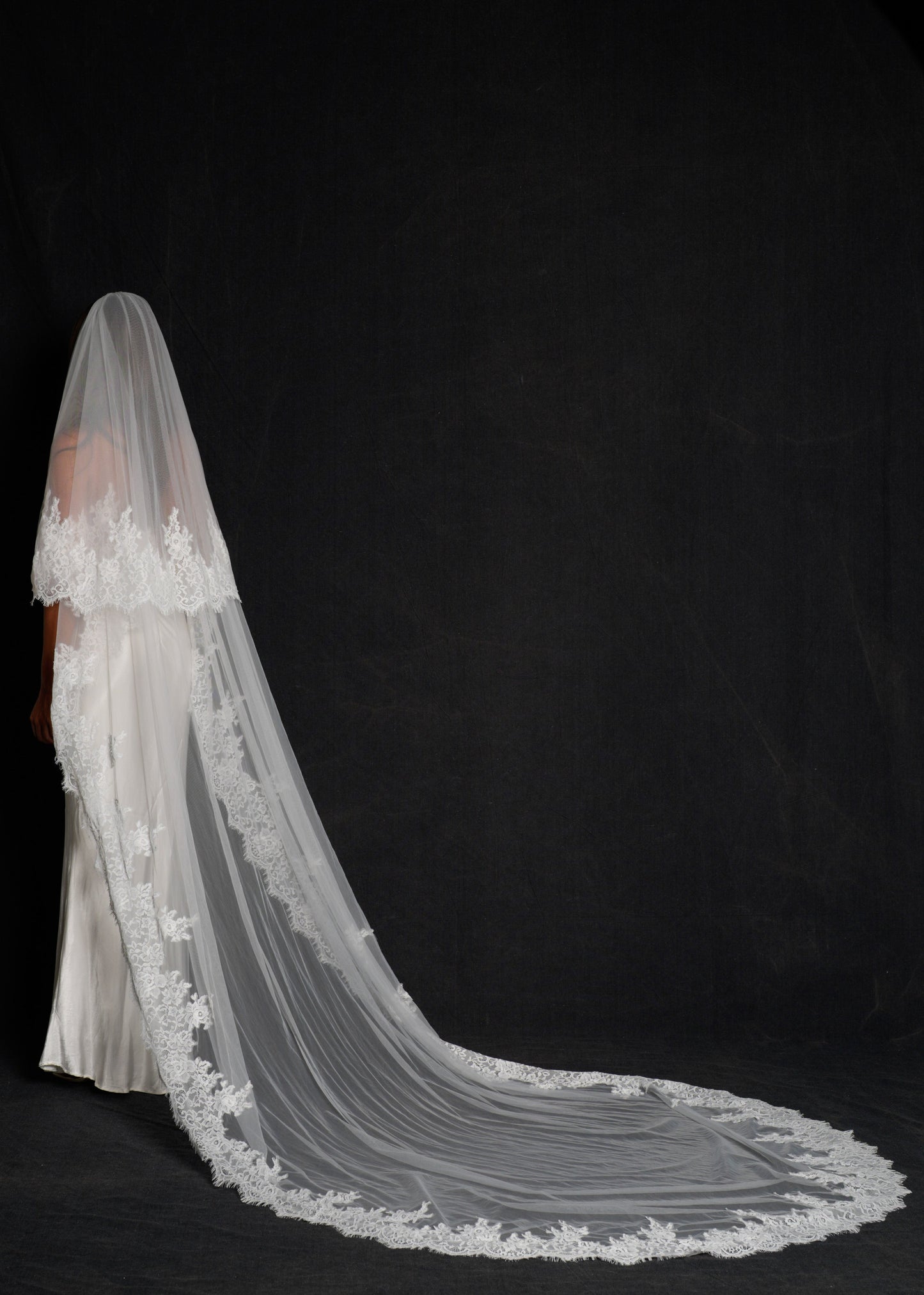 FOR REBECCA ROYAL LACE VEIL, TWO TIER, CATHEDRAL LENGTH