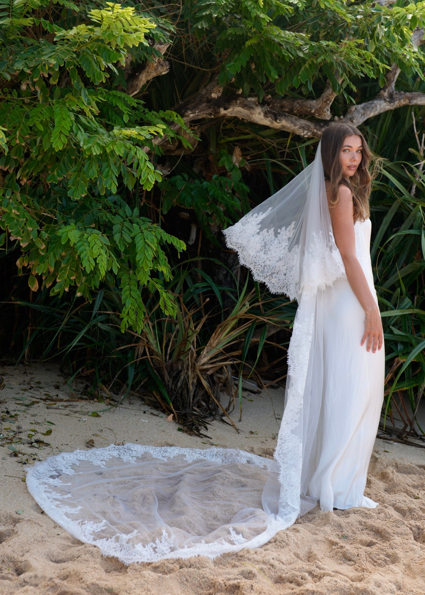 FOR REBECCA ROYAL LACE VEIL, TWO TIER, CATHEDRAL LENGTH