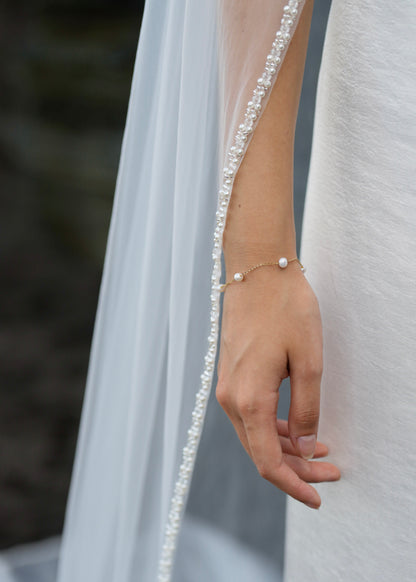 PEARL CHAIN BRIDAL BRACELET, 14K GOLD, FRESHWATER PEARL