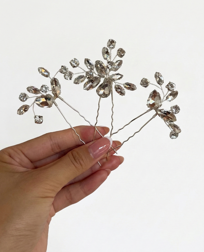 Bridal Rhinestone Hairpins, Set of 3