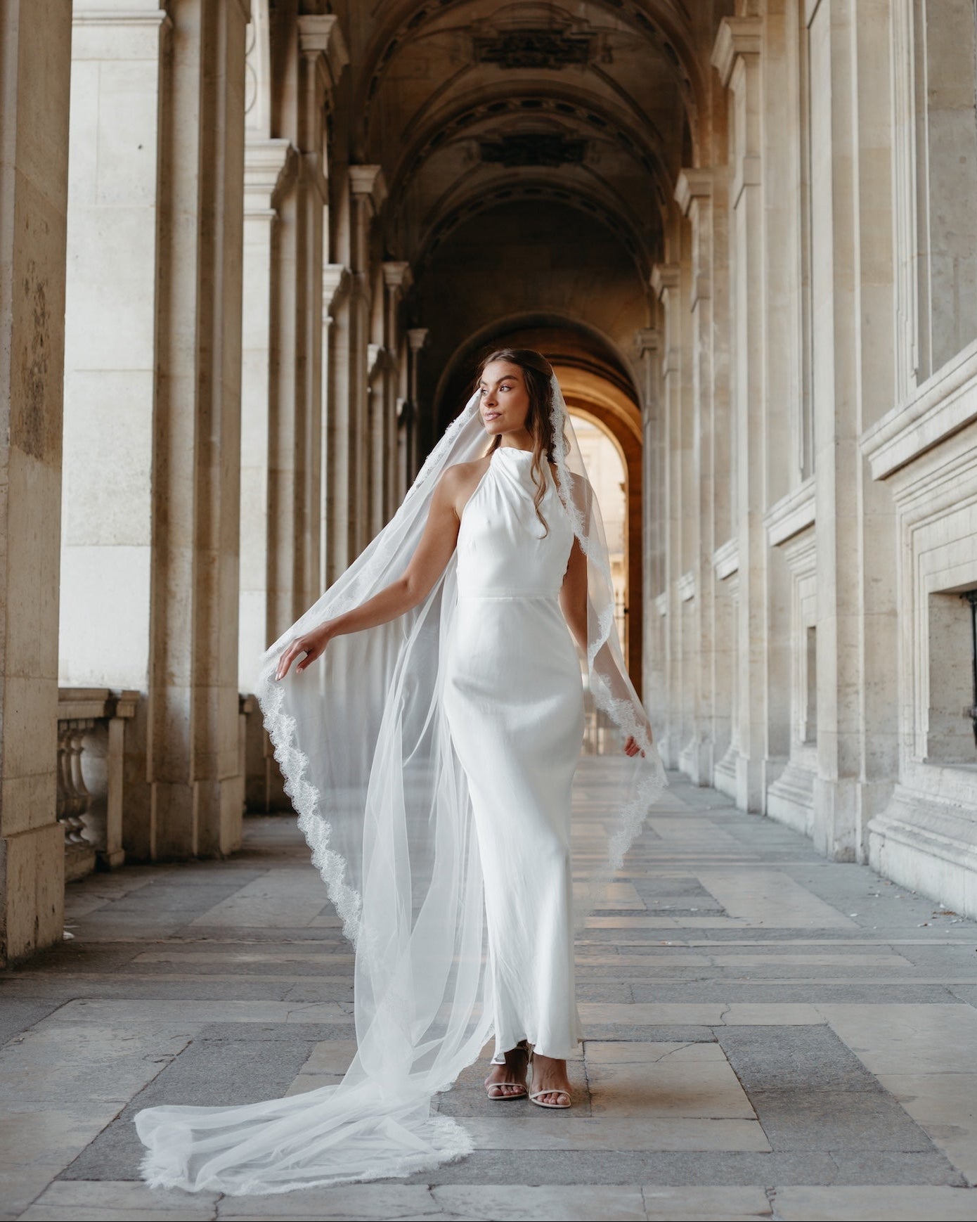 For Angie- Delicate Chantilly Mantilla Lace Veil, Single Tier, Cathedral Length