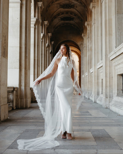 For Angie- Delicate Chantilly Mantilla Lace Veil, Single Tier, Cathedral Length