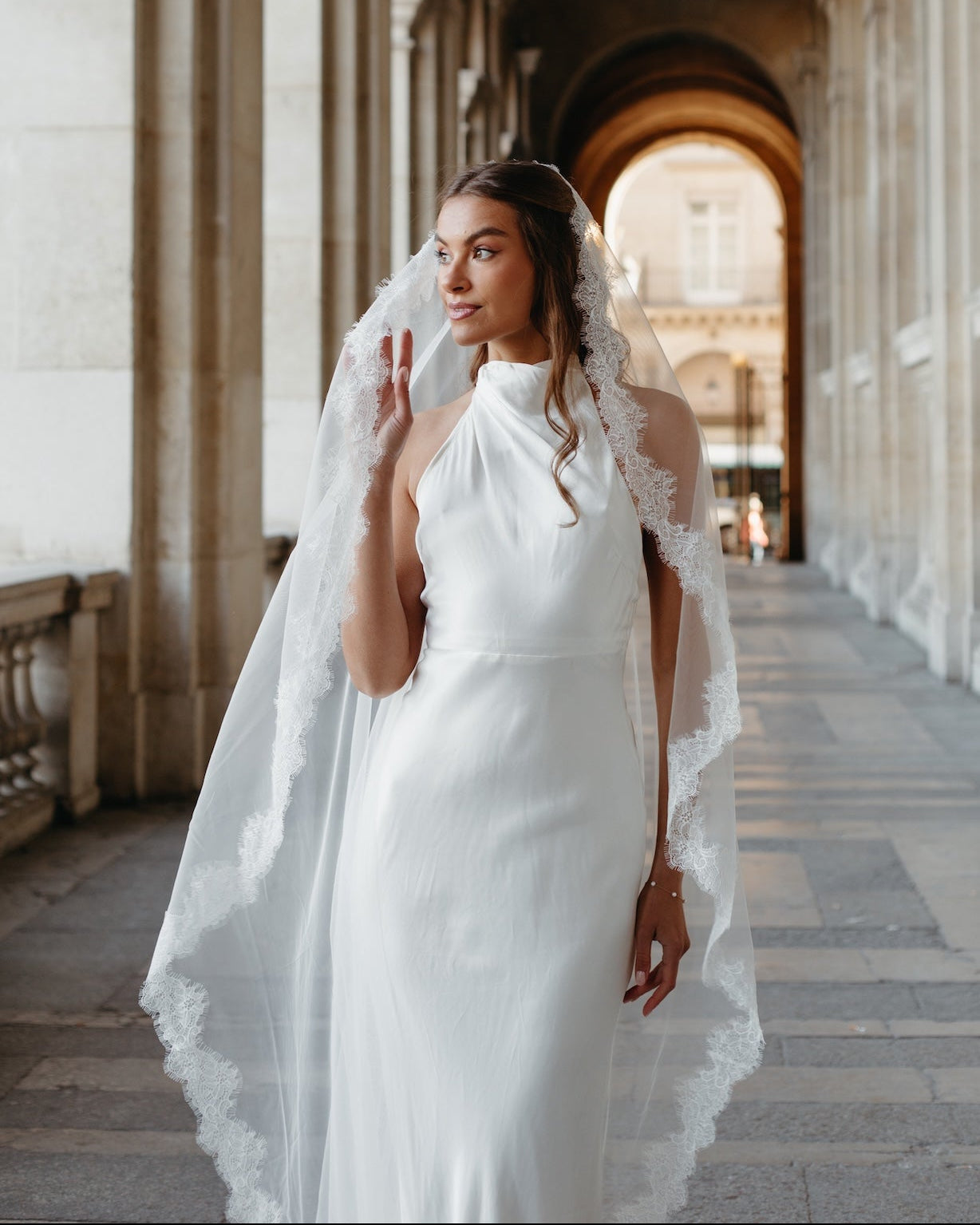 For Angie- Delicate Chantilly Mantilla Lace Veil, Single Tier, Cathedral Length