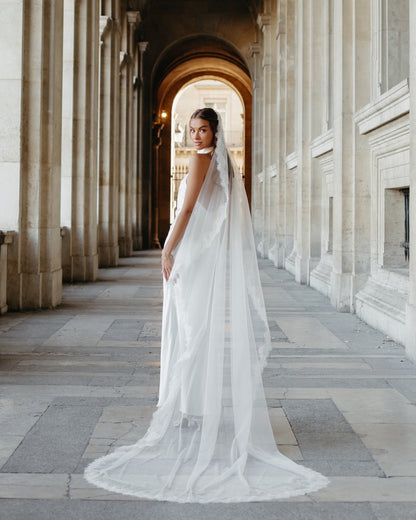 For Angie- Delicate Chantilly Mantilla Lace Veil, Single Tier, Cathedral Length