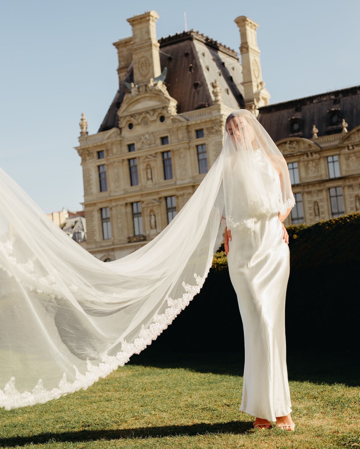 Chantilly Lace Veil, Two Tier, Cathedral Length