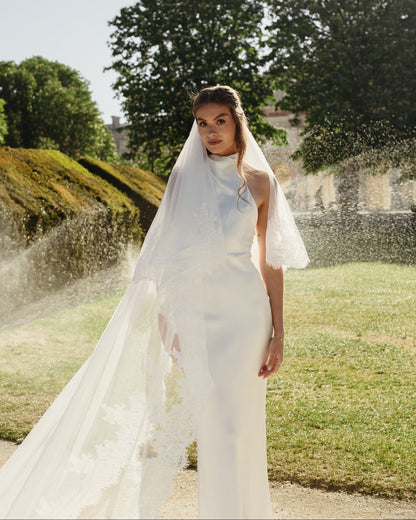 For Piper- Royal Lace Veil, Two Tier, Cathedral Length (Influencer)