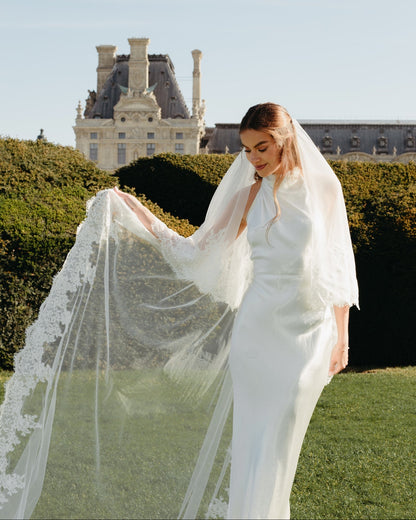 For Piper- Royal Lace Veil, Two Tier, Cathedral Length (Influencer)