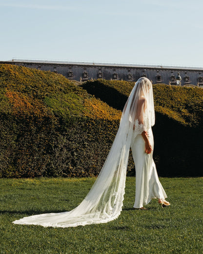 For Piper- Royal Lace Veil, Two Tier, Cathedral Length (Influencer)