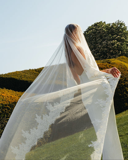 For Piper- Royal Lace Veil, Two Tier, Cathedral Length (Influencer)