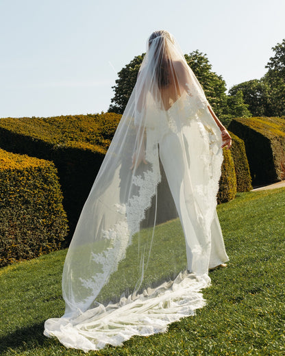 For Piper- Royal Lace Veil, Two Tier, Cathedral Length (Influencer)