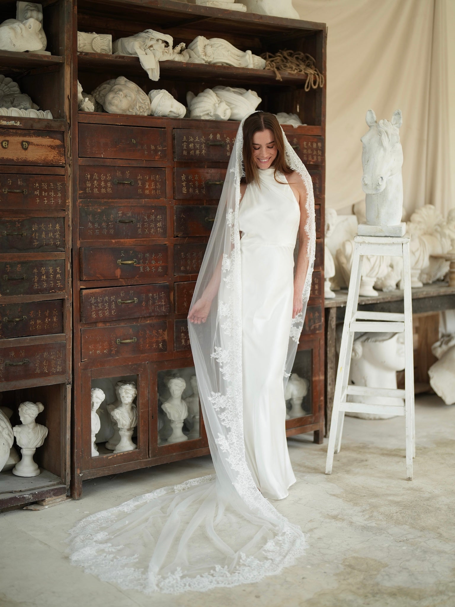 Royal Lace Veil, Single Tier, Cathedral Length Calily Bridal Royal Lace Veil, Single Tier, Cathedral Length Calily Bridal