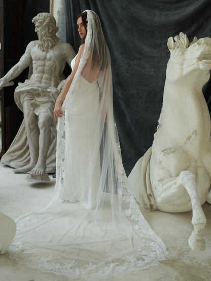 For Sofia- Royal Lace Veil, Single Tier, Cathedral Length