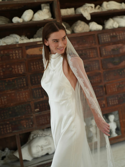 For Denise- Chantilly Lace Veil, Single Tier, Cathedral Length