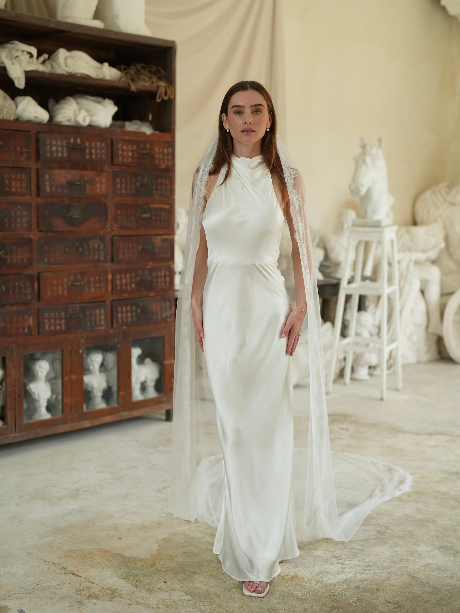 Chantilly Lace Veil, Single Tier, Cathedral Length Calily Bridal Chantilly Lace Veil, Single Tier, Cathedral Length Calily Bridal
