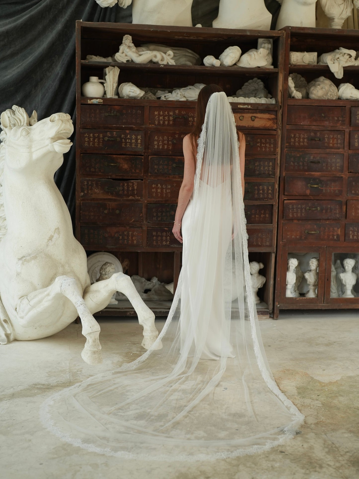 CHANTILLY LACE VEIL, SINGLE TIER, CATHEDRAL LENGTH