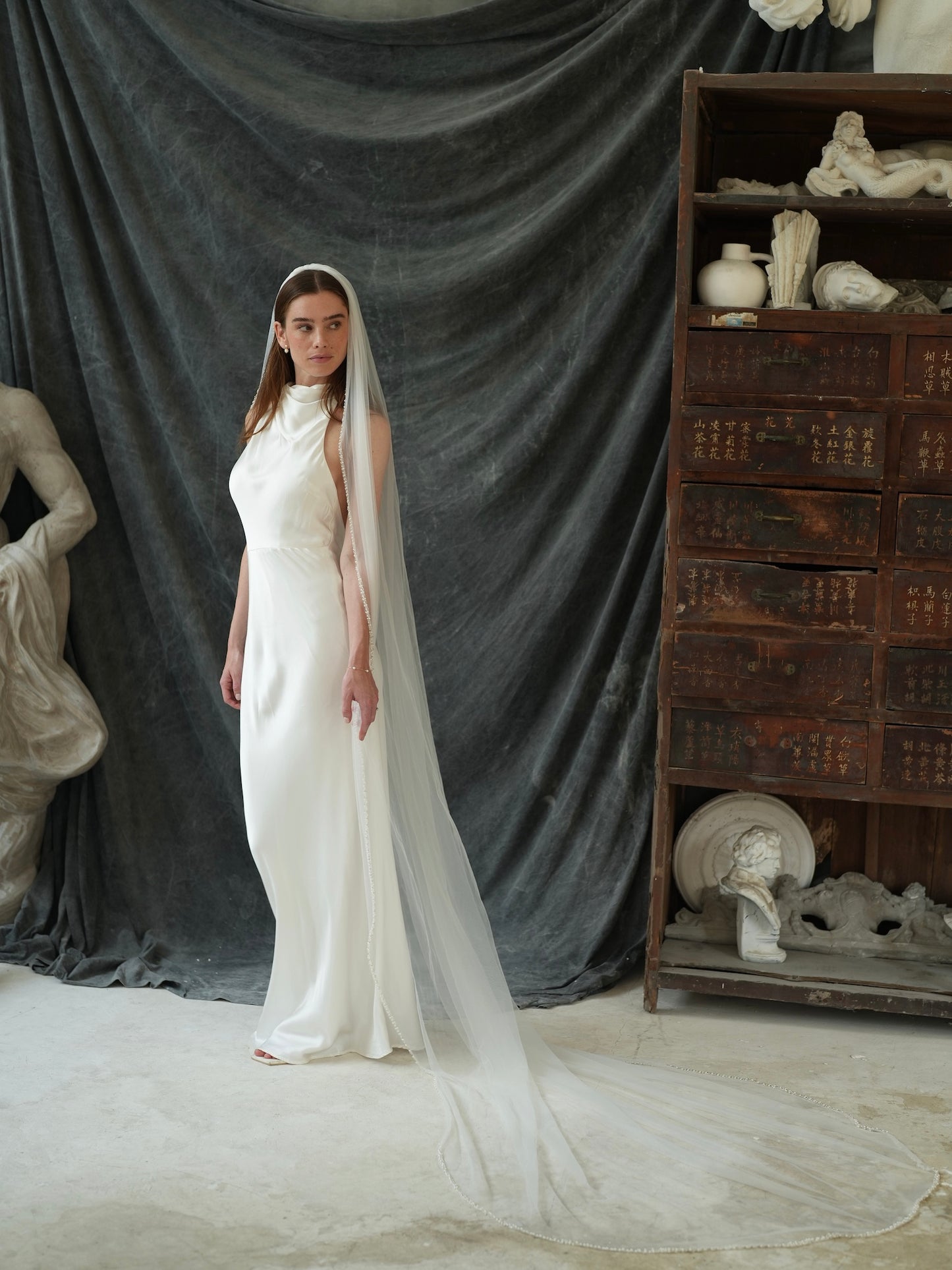 PEARL BEADED EDGE VEIL, SINGLE TIER, CATHEDRAL LENGTH