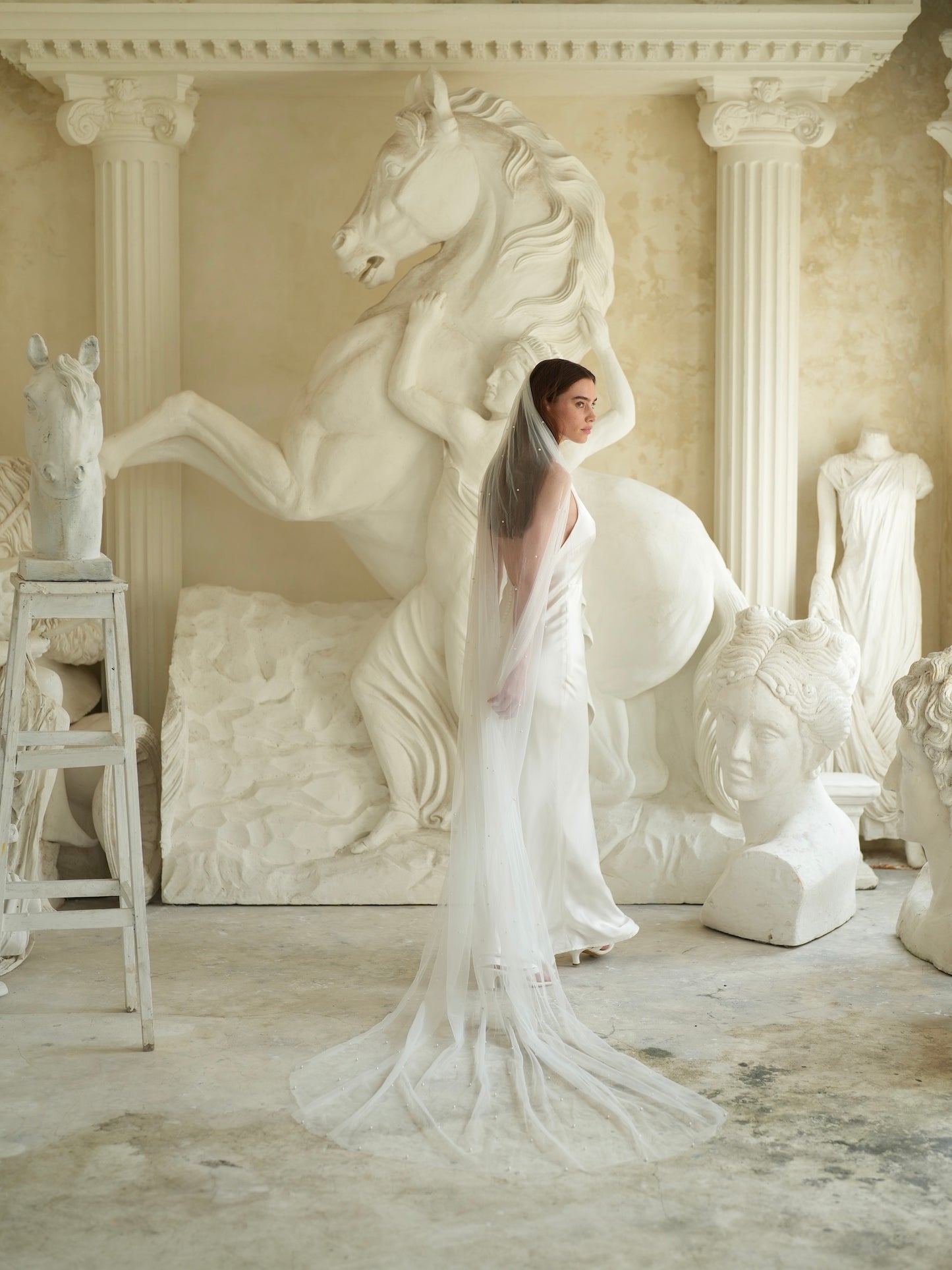 Pearl Veil, Single Tier, Cathedral Length