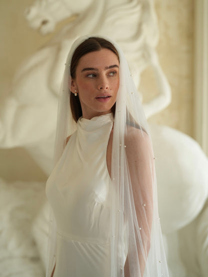 For Abby- Pearl Veil, Single Tier, Cathedral Length
