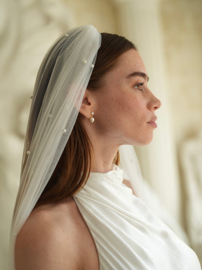For Abby- Pearl Veil, Single Tier, Cathedral Length