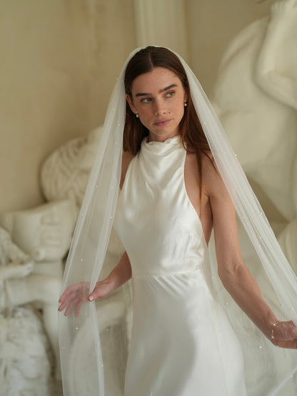 For Abby- Pearl Veil, Single Tier, Cathedral Length
