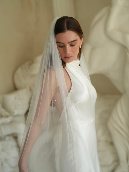 For Abby- Pearl Veil, Single Tier, Cathedral Length