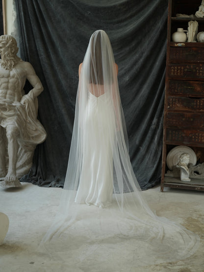 For Makenzie D - Simple Plain Classic Veil, Cathedral Length, Fuller Width, Single Tier, Light Ivory
