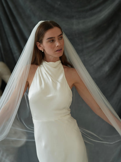 For Makenzie D - Simple Plain Classic Veil, Cathedral Length, Fuller Width, Single Tier, Light Ivory