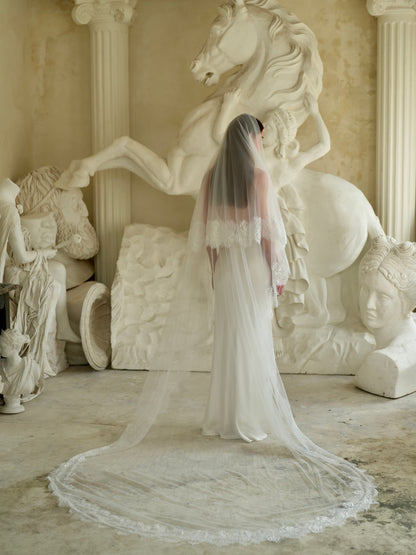 For Katie- Lace Veil, Two Tier, Cathedral Length