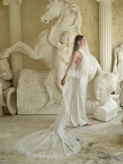 For Katie- Lace Veil, Two Tier, Cathedral Length