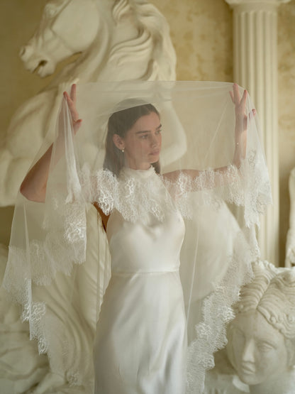 For Katie- Lace Veil, Two Tier, Cathedral Length