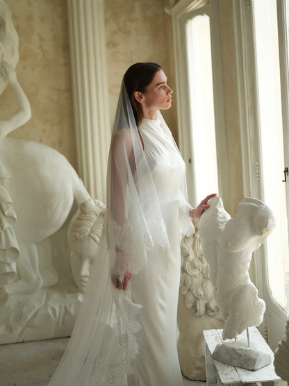 For Katie- Lace Veil, Two Tier, Cathedral Length