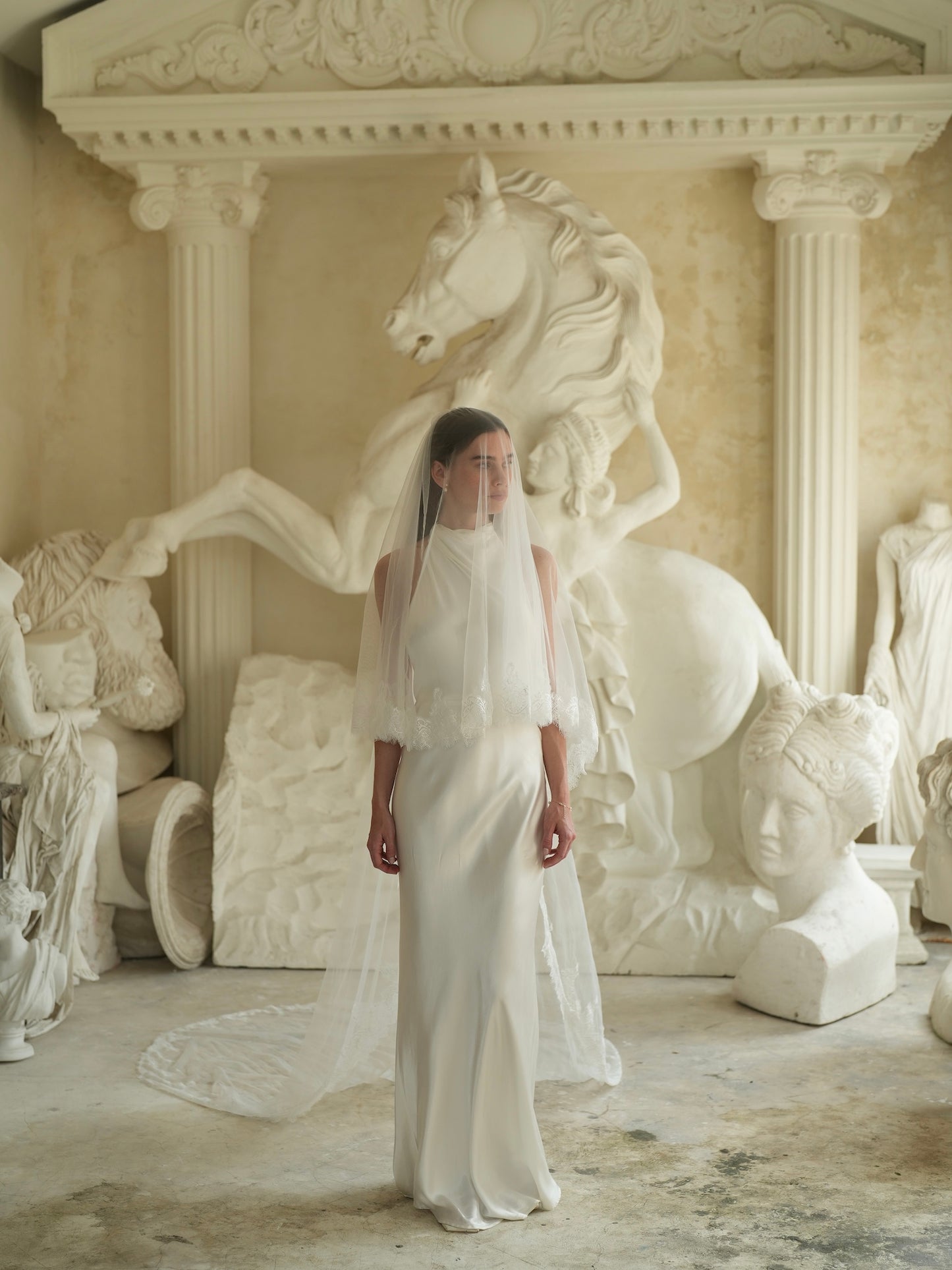 Chantilly Lace Veil, Two Tier, Cathedral Length