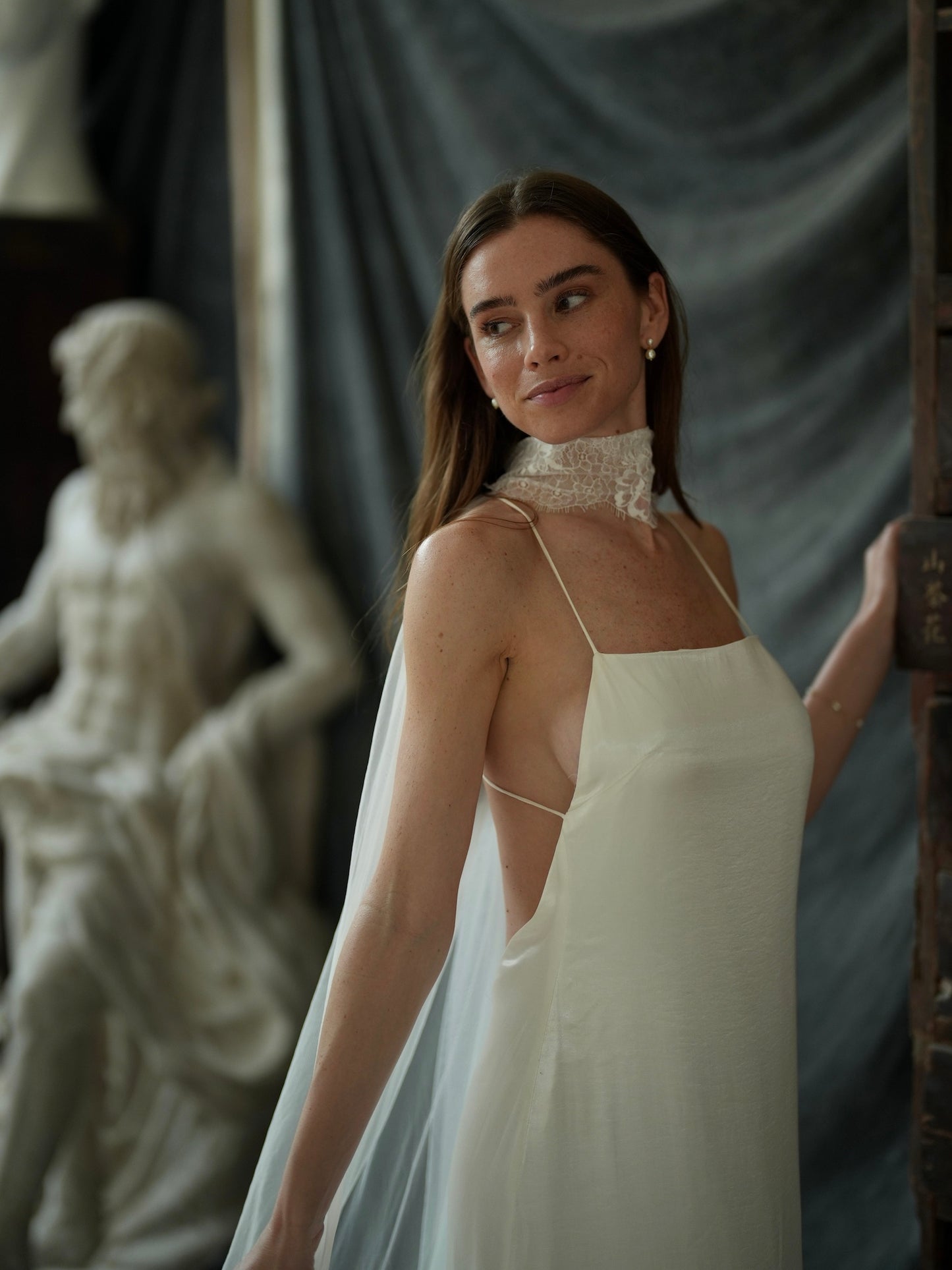 Chantilly Lace Choker with Tulle Wings