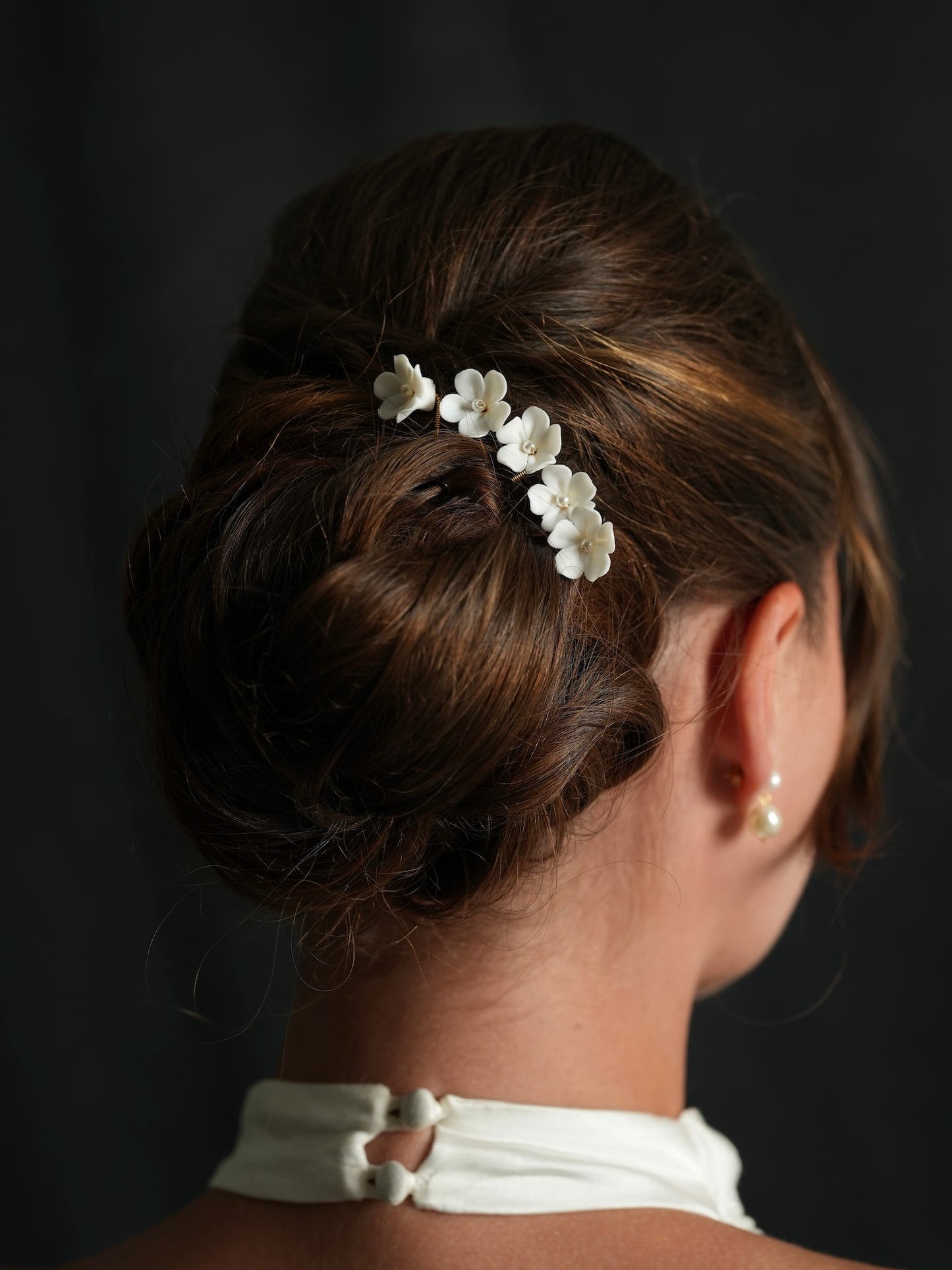 Dainty Bridal Ceramic Flower Hairpins, Set of 5