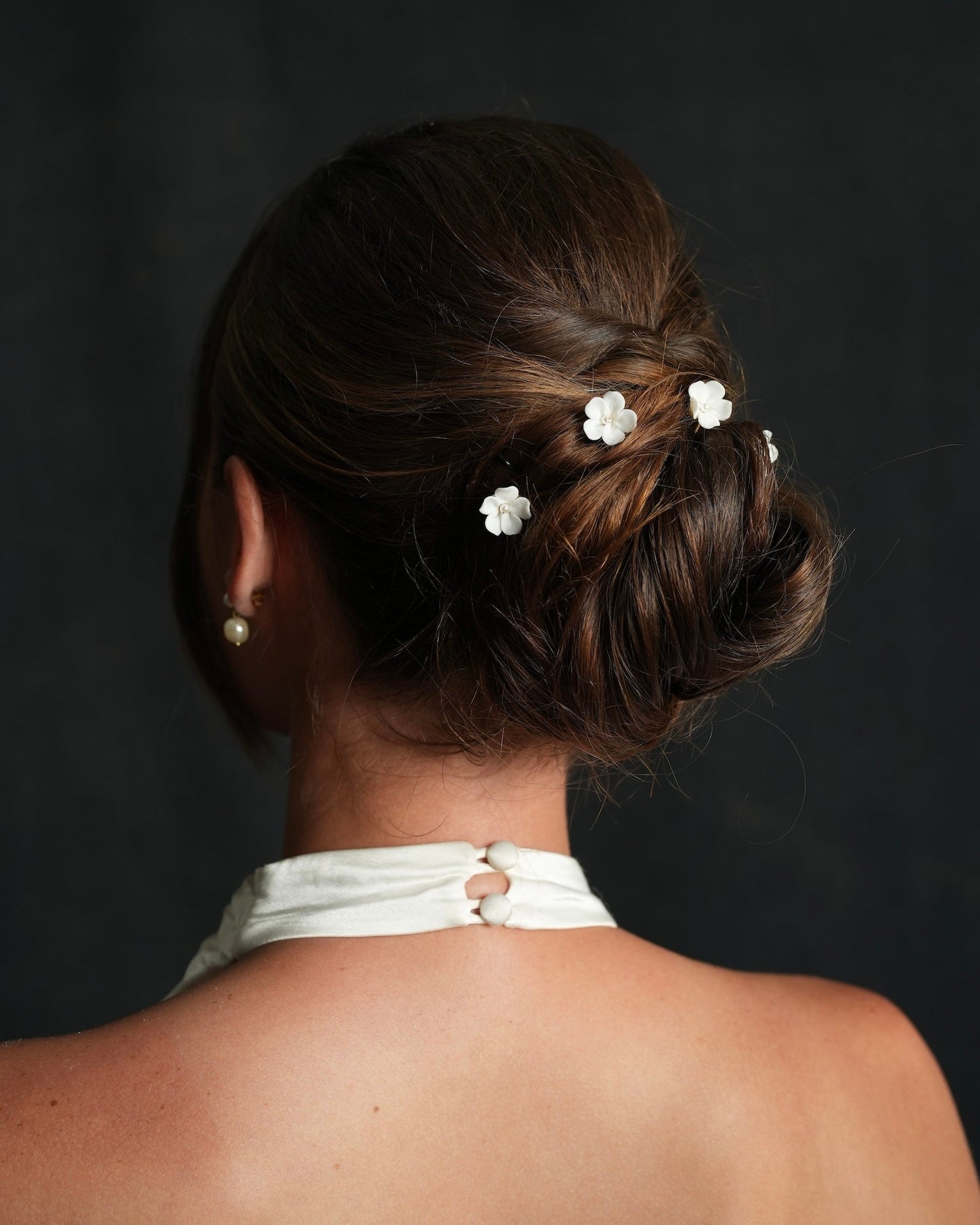 Dainty Bridal Ceramic Flower Hairpins, Set of 5