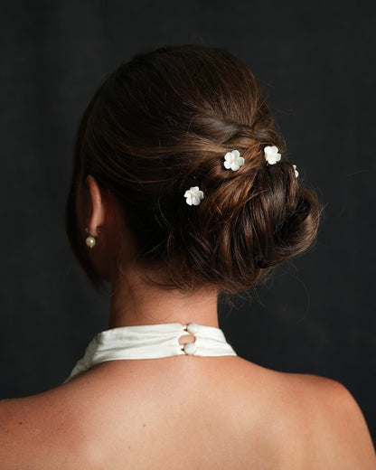 Dainty Bridal Ceramic Flower Hairpins, Set of 5