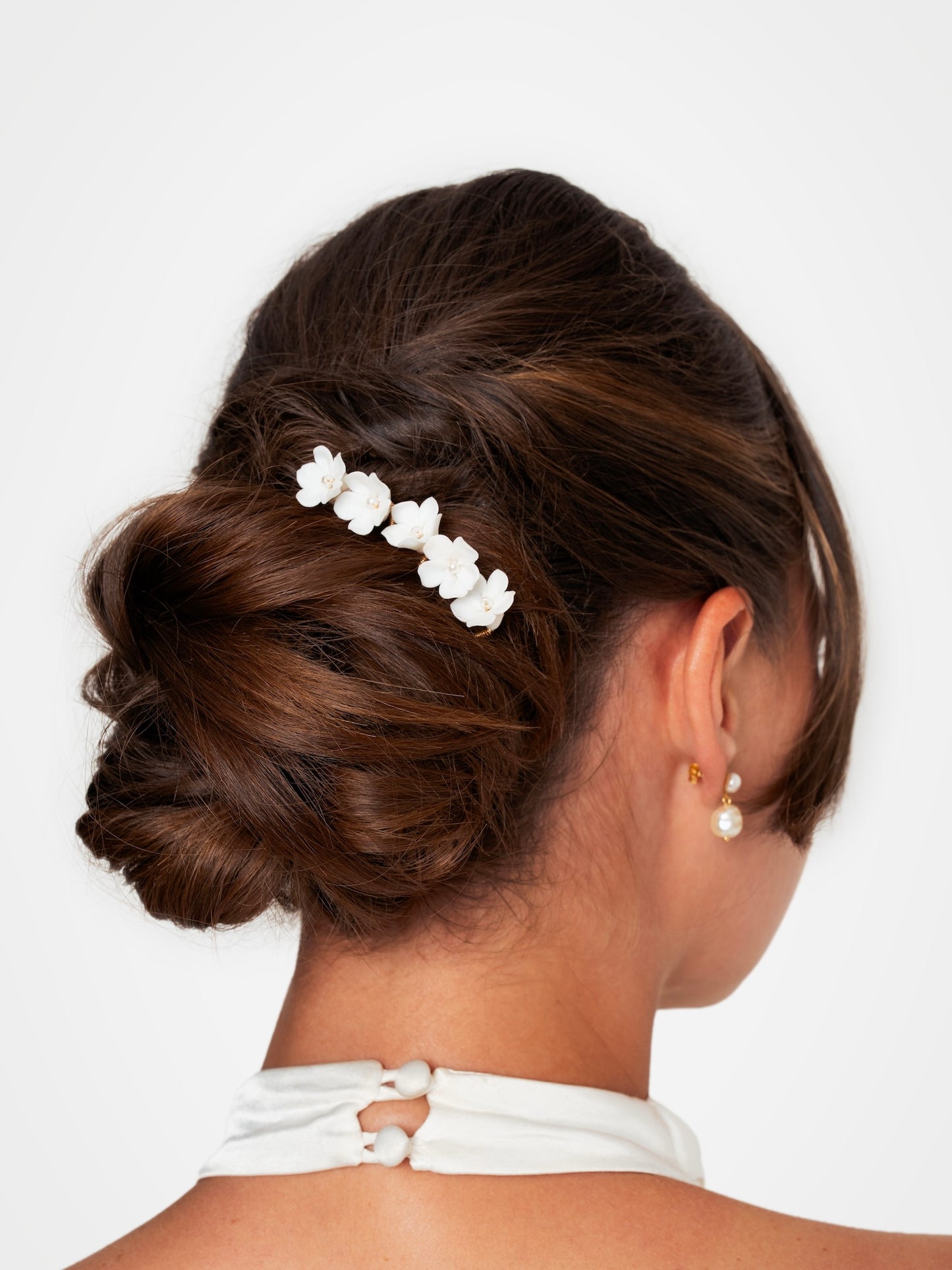 Dainty Bridal Ceramic Flower Hairpins, Set of 5