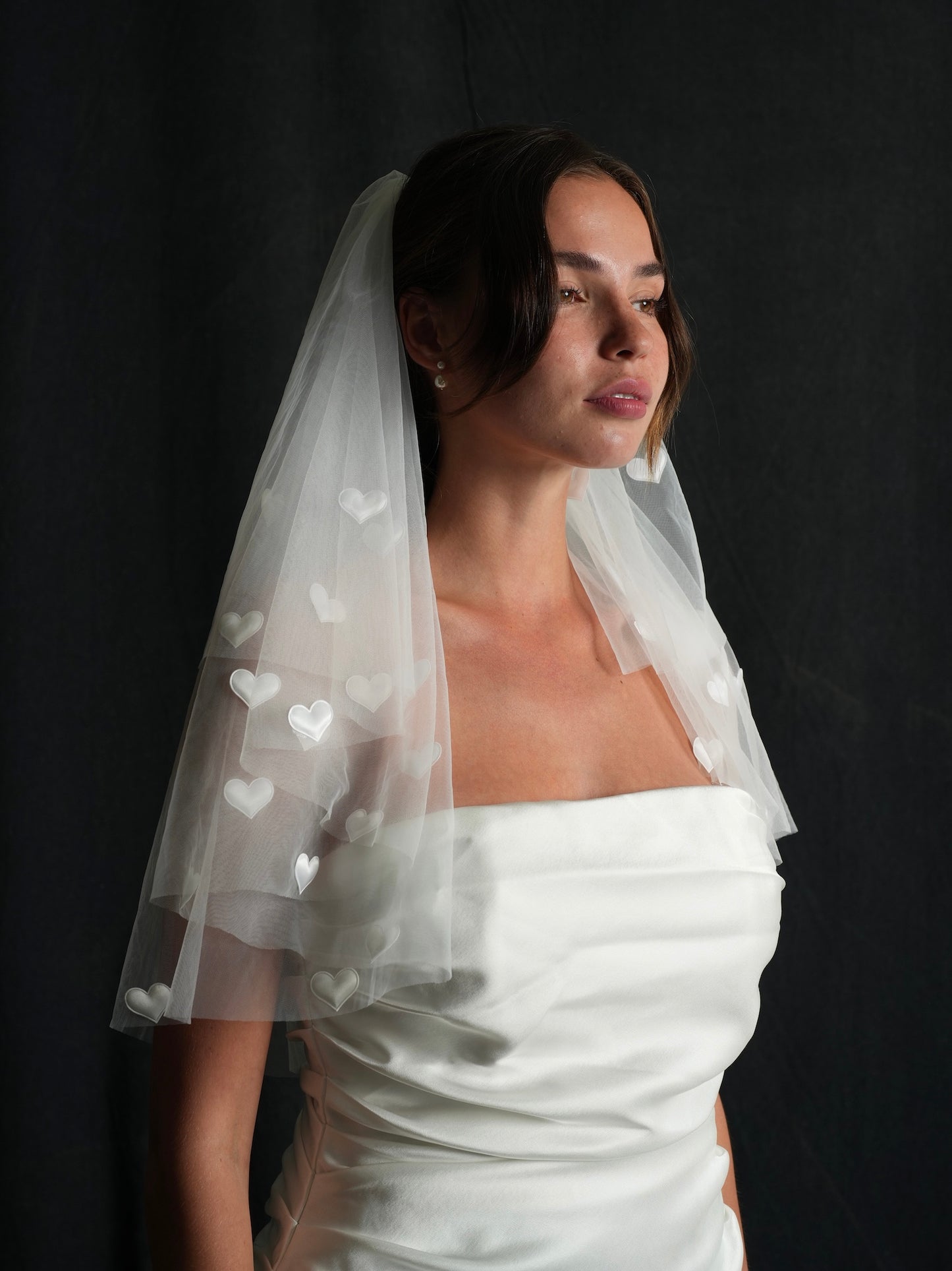 MINI HEART SHORT TWO TIER BACHELORETTE VEIL