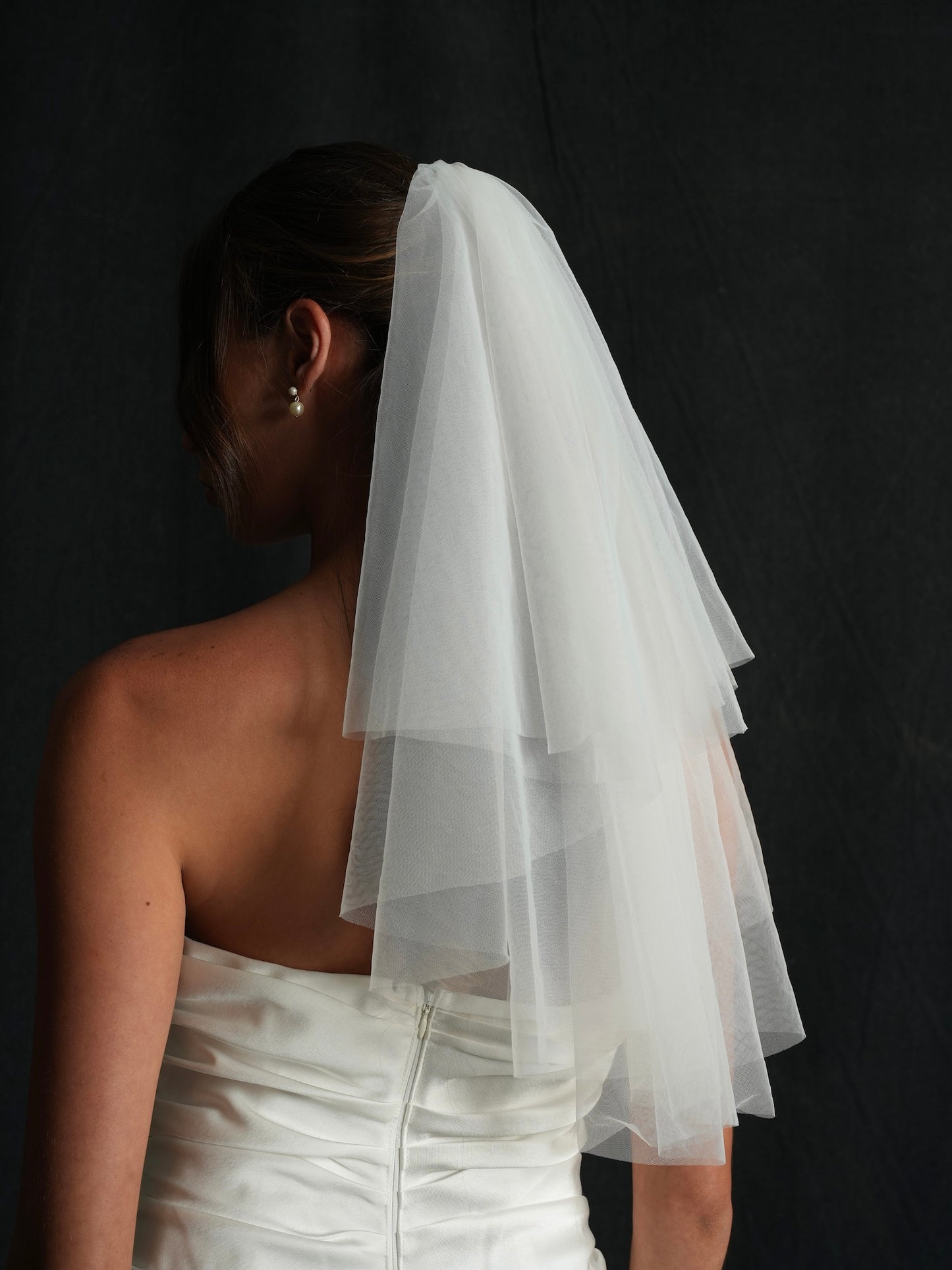MINI SIMPLE PLAIN SHORT TWO TIER BACHELORETTE VEIL